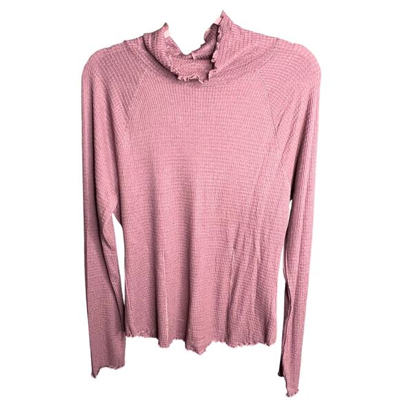 Free People Make It Easy Ballet top Mock Neck Long Sleeve lightweight Thermal - Picture 1 of 4